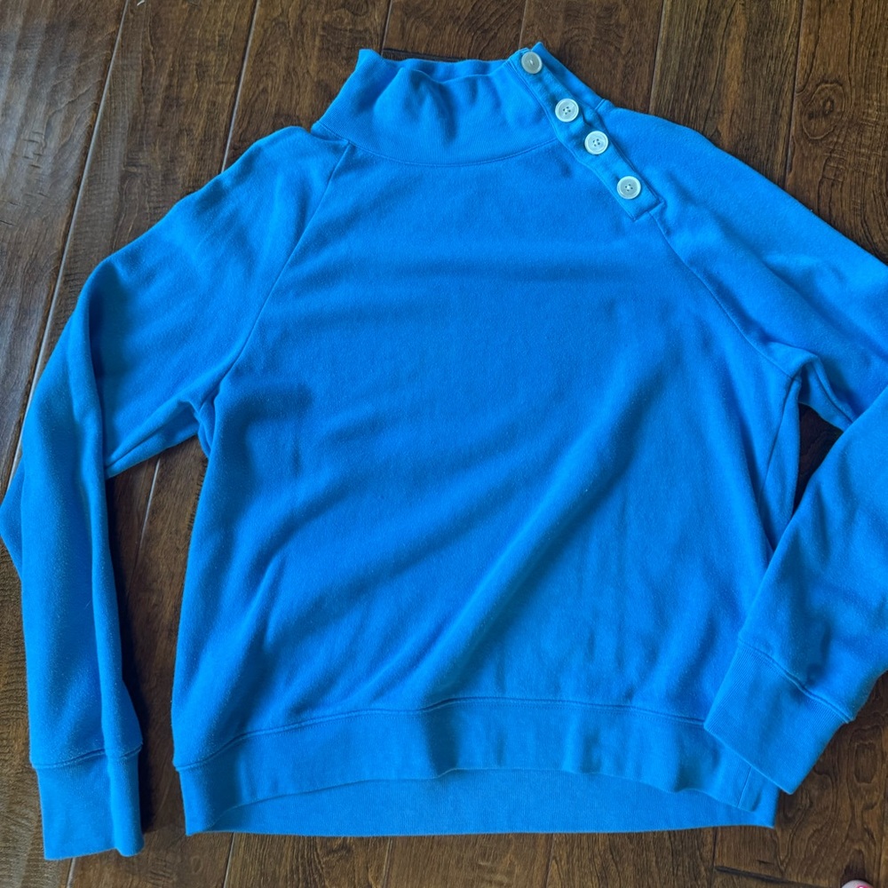J. Crew Vibrant Blue Turtleneck Sweater with Button Accents L